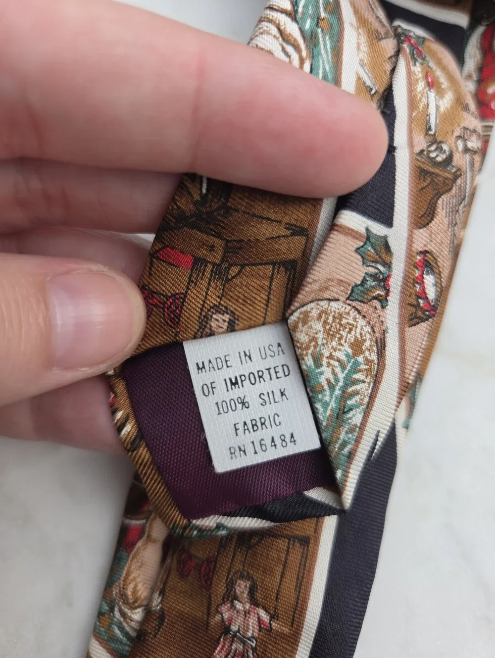 Gant Brown and Black Santa Pattern Silk Tie